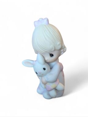 Vintage Precious Moments Girl with Bunny Rabbit 1982 Figurine - Enesco